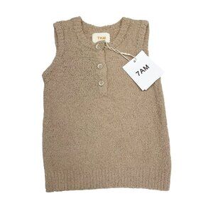 NEW 7AM Enfant Fuzzy Sleeveless Henley 9-12 mos Pecan Recycled Polyester